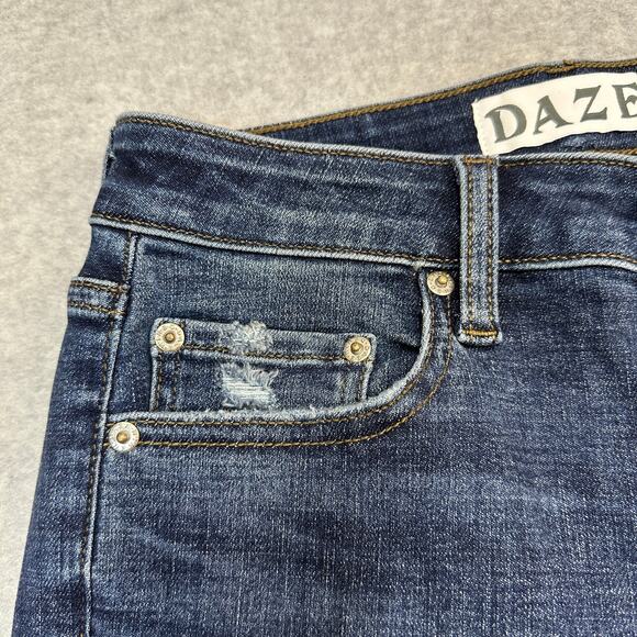 Daze Denim Jean SZ 26 Dark Wash Bestie Repreve Lovergirl Mid Rise Roller Stretch - Picture 4 of 16